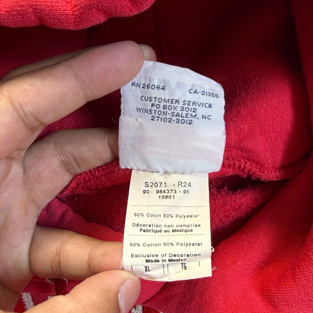 Y2K Champion Eastern College Hoodie Red Pullover Sweatshirt XL USA Style - Picture 5 of 8